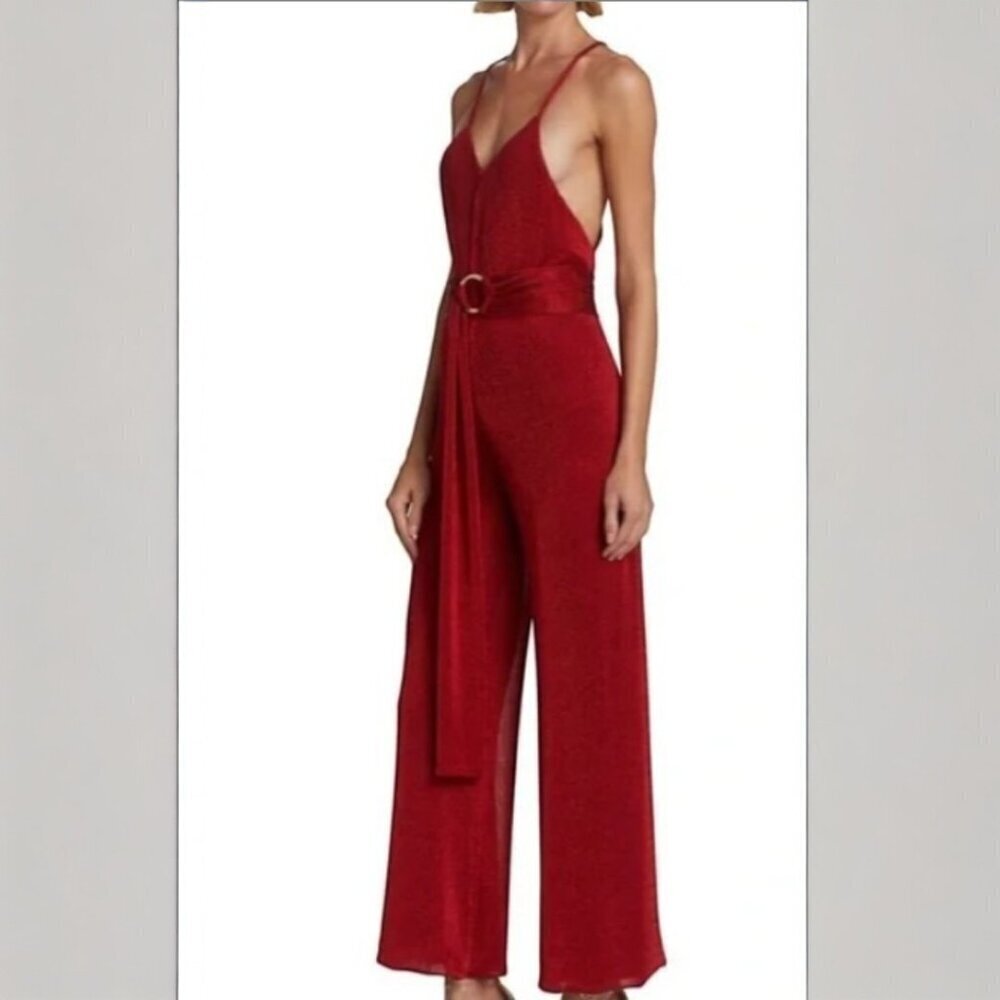 Adriana Iglesias Pau Red Sparkle Valentines Day Jumpsuit Size 38 US 0 - Picture 2 of 11